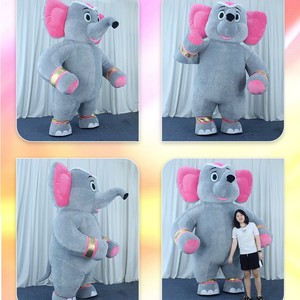 Costume d'éléphant gonflable gris <span class=keywords><strong>rose</strong></span> personnalisable QUTENG, tenue de mascotte en peluche durable pour la promotion d'événements et les défilés - Product Image 3