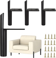 Pieds de meubles en métal noir thermolaqué de 4 pouces, lot de 4, pour canapé, armoire, table, chambre moderne, hôtel, salon, faciles à installer