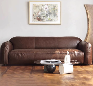 Divano in Vera Pelle Nordico per Piccoli Appartamenti, Lusso Leggero Italiano, Moderno Minimalista da Tre a Quattro Posti per Soggiorno - Product Image 6