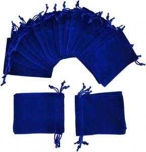 Promotion Premium Ring Necklace Earrings Holiday Gift Wedding <b>Drawstring</b> Small Blue Velvet Jewelry Bag - Product Image 2