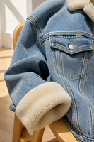 Giacca in Denim Foderata in Finta Pelliccia per l'Inverno, Cappotto in Jeans Oversize con Interno in Sherpa, Caldo, Traspirante e Antivento