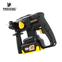 Marteau perforateur rotatif sans fil PEGATEC 20V, 3 fonctions, batterie Li-ion, marteau électrique, bricolage, couple maximal de 60,4 pi-lb