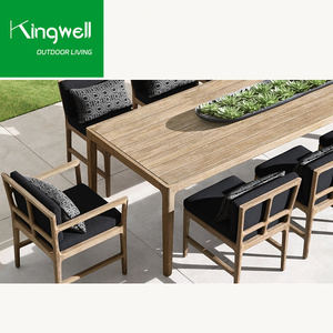 Modern Portable Outdoor Dining Set Waterproof Teak Wooden Patio <strong>Chair</strong> <strong>with</strong> Table for Garden Restaurant or Bedroom Use - Product Image 4