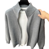 Pull à fermeture éclair uni pour homme, pull tout-aller, automne et hiver, veste slim populaire, col montant pour homme