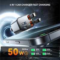 JOYROOM-Adaptateur USB rapide 4 en 1 pour voiture, matériau de refroidissement ignifuge, chargeur de voiture, 50W 3 ABS