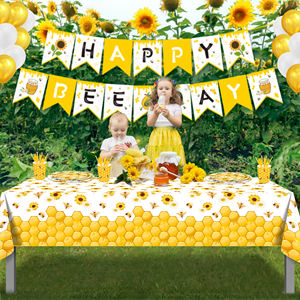 ZB289 Mantel <span class=keywords><strong>de</strong></span> fiesta con tema <span class=keywords><strong>de</strong></span> abeja, cubierta <span class=keywords><strong>de</strong></span> mesa desechable <span class=keywords><strong>de</strong></span> plástico <span class=keywords><strong>de</strong></span> girasol, patrón <span class=keywords><strong>de</strong></span> <span class=keywords><strong>miel</strong></span> <span class=keywords><strong>de</strong></span> <span class=keywords><strong>abejorro</strong></span> para niños, suministros <span class=keywords><strong>de</strong></span> cumpleaños - Product Image 5