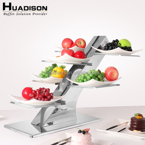 Huadison – plateau de <span class=keywords><strong>buffet</strong></span> en métal, en acier inoxydable, présentoir de restauration à trois niveaux, support de gâteau de mariage, vente en gros - Product Image 3