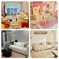 Canapé en tissu de luxe minimaliste nordique extensible trois places Marshmallow, en laine d'agneau, multifonctionnel, pour petits appartements, salons