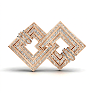 Broche Aarinya Infinity en or 14 carats avec diamant de laboratoire taille brillant, sertie pavé, classique, unisexe, pour mariage ou fête, en forme de crochet, cadeau - Product Image 1