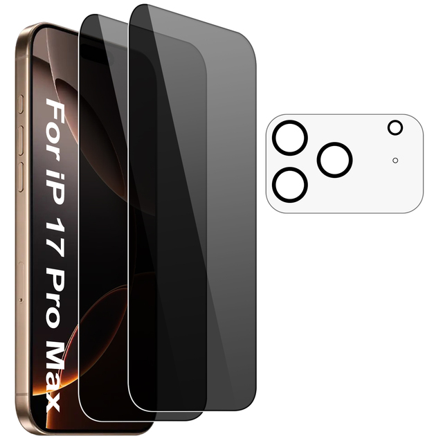 3 Packs Anti SPY Privacy Bubble Free Phone Tempered Glass Protector Lens Camera Screen Film for iPhone 17 AIR 16 Pro Max 15 14