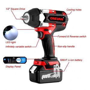 <span class=keywords><strong>Llave</strong></span> de <span class=keywords><strong>Impacto</strong></span> Eléctrica sin Escobillas de 1800N.M y 1/2 Pulgada con <span class=keywords><strong>4</strong></span> Enchufes, 2 Baterías, <span class=keywords><strong>Llave</strong></span> de Tornillos, Herramienta Eléctrica para Camiones - Product Image 2