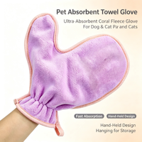 Gant de nettoyage pour pattes d'animaux en microfibre, Gant absorbant pour sécher les animaux, Gant de bain portable de couleur unie pour animaux, Vente en gros
