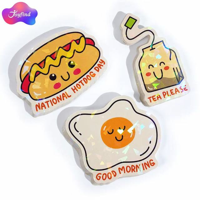Wholesale Custom Die Cut Vinyl Stickers Glitter Holographic Logo Decals Low MOQ Waterproof for Brand Packaging and Laptop