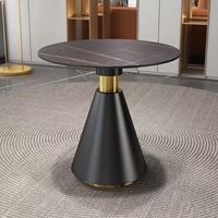 Table ronde moderne à base conique, surface en pierre frittée blanche, mobilier pour hôtel, restaurant, café, bistrot, bar et salon