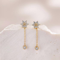 Boucles d'oreilles pendantes en or jaune 18 carats avec diamants de laboratoire, boucles d'oreilles pendantes tendance, boucles d'oreilles à dos plat, boucles d'oreilles en or