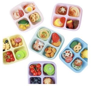 Finorder Lot de 4 Boîtes à Collation Micro-ondables pour Camping en Fibre de Paille de Blé, Boîte à Bento Réutilisable à 4 Compartiments, Vaisselle - Product Image 1
