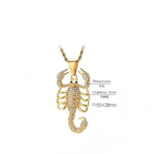 Collares de Moda de Acero Inoxidable con Colgante de Escorpión <span class=keywords><strong>CZ</strong></span> Iced Out Estilo Hip Hop Punk para Hombre al por Mayor - Product Image 3