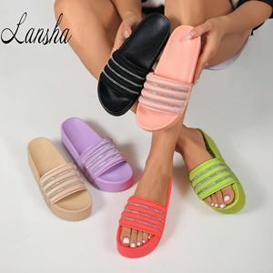 2025 gran oferta sandalias de plataforma tira de lentejuelas correa cruzada punta abierta suela gruesa cuña tacón grueso sandalias de gelatina colores caramelo sólido - Product Image 1