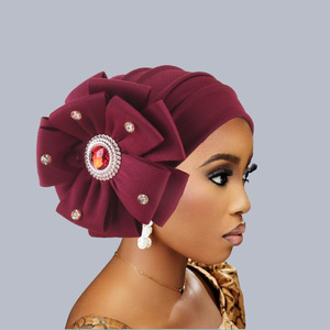 Nouvelle Mode 8 Couleurs Bandana Ethnique Fleur en Cristal Diamant Chapeaux Turban Musulman Chapeau Africain Bonnets <span class=keywords><strong>Femme</strong></span> Fille Maille - Product Image 4