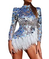 Combinaison une pièce à sequins pour femme, design miroir sexy, idéale pour les festivals, les soirées, les clubs, la pole dance et les spectacles sur scène
