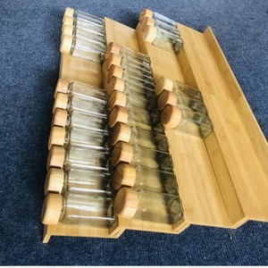 Bamboo Drawer Style Spice Rack <b>Tray</b> Three Tier Seasoning Organizer <b>Storage</b> <b>Trays</b> For Kitchen Cabinet Space Saving - Product Image 4