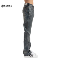Fabricant de jeans sur mesure, jeans streetwear, jeans en denim épais ciré, jeans déchirés, jeans évasés pour hommes