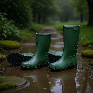 TTAKE Green PVC Knee-High Boot With Black Sole Safety Footwear - Product Image 3