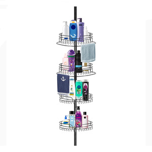Organizador de Baño de 4 Niveles Ajustables, Estante de Almacenamiento para Bañera, Organizador de <span class=keywords><strong>Ducha</strong></span> Esquinero para Baño con Barra de Tensión - Product Image 3