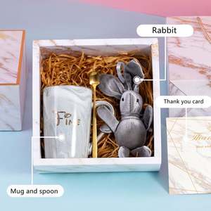 Artículos de Venta Rápida: Hermosa Taza Alta de Cerámica Rosa con Cuchara, Osito de Peluche o Conejo de Peluche para Regalos de Boda Personalizados - Product Image 2