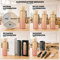 Bouteille d'eau en plastique sans BPA, compatible lave-vaisselle, avec dégradé de couleurs, pour dropshipping, promotionnelle, du fabricant