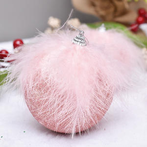 Marabout rose naturel <span class=keywords><strong>plume</strong></span> de dinde <span class=keywords><strong>boule</strong></span> de noël pour arbre de noël ornement Festival automne décor fête vacances approvisionnement cadeaux artisanat - Product Image 3