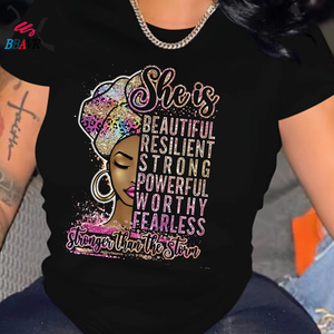 Camiseta de Manga Corta Estampada de Estilo Retro, Informal y a la Moda para Mujer, Venta al Por Mayor de Fábrica, Alta Calidad, Popular en Otoño - Product Image 2