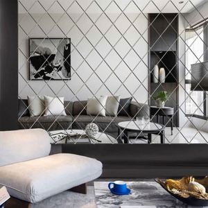 1PC <b>Gold</b> and Silver Decorative Stickers Acrylic Mirror Living Room Bedroom TV <b>Sofa</b> Background Wall Stickers - Product Image 1