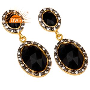 ต่างหูพลอยโอนิกซ์สีดำเพทายอินเดียต่างหูชุบเงินแบบห้อยสำหรับผู้ผลิตเครื่องประดับคอลเลกชันที่สวยงาม - Product Image 2