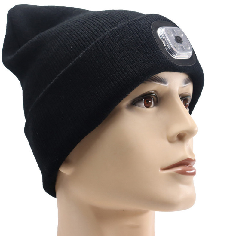 Зимняя вязаная шапка унисекс с подсветкой для ночной рыбалки бега езды кемпинга