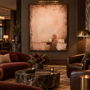 Quadro Astratto in Tonalità Terra Terracotta, Pittura Geometrica Minimalista Testurizzata per Arredamento di Lusso Hotel, Villa, Soggiorno - Product Image 3