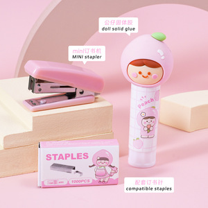 Miax Peach Glue Stick Set Mini Stapler 1000Pcs Solid Glue Student Stationery - Product Image 2