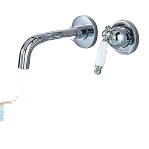 Rubinetto Moderno Ecologico a Parete per Lavabo, Finitura Cromata, Monocomando, 2 Fori, Accessorio per Bagno - Product Image 1