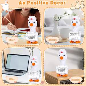 Mini Knitted Goose Positive Crochet Gifts Handmade Positive Goose Emotional Support Graduation Gift for Nurses Home Office <b>Decor</b> - Product Image 3