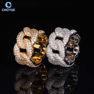 Anillo de Cóctel de Lujo con Moissanita y Oro de 18K, Corte Brillante Redondo, Engaste Pavé, Diseño Geométrico, Joyería Unisex para Fiestas - Product Image 4
