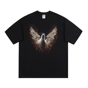 Chemise de qualité originale 100% coton, style streetwear, coupe ample, épaules tombantes, manches courtes pour homme, imprimé vintage de dessin animé, unisexe, 300g - Product Image 1