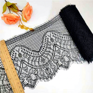 Erkoumi 2026 Nouvelle Collection – Bordure <span class=keywords><strong>en</strong></span> Dentelle Chantilly Brodé Blanc et Noir de 15 cm <span class=keywords><strong>en</strong></span> Maille Écologique pour Lingerie et Vêtements de Nuit de Luxe - Product Image 4