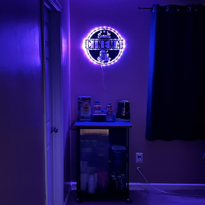 Diseño de logotipo personalizado Arte de pared de metal Luz LED-Logotipo de negocios personalizado Nombre Signo Decoración para el hogar - Product Image 5