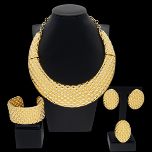 Set di Gioielli Placcati Oro Italiano Zhuerrui, <span class=keywords><strong>Alta</strong></span> Qualità, Stile Brasiliano, Collana, Bracciale, Catena, Set H00541 - Product Image 3