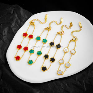 Five Clover Bracelet <strong>Stainless</strong> <strong>Steel</strong> Simple Fashion Flower Bracelets for Men Women Bracelets Girl <strong>Jewelry</strong> Clavicle Chain - Product Image 2