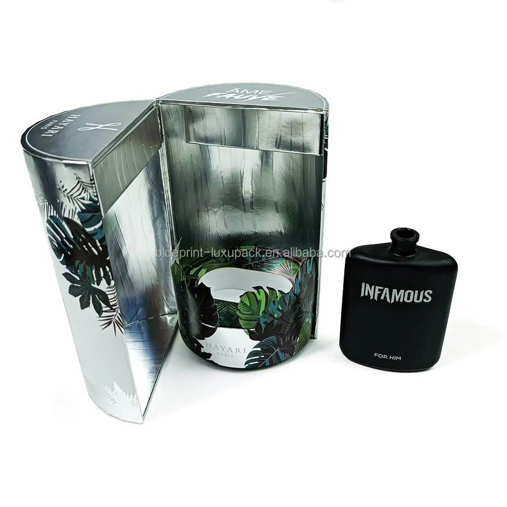 Benutzer definiertes gedrucktes Logo Spezielles Design Öl Parfum Luxus rohr Halboffener Zylinder Karton Geschenk verpackung Parfüm flaschen box