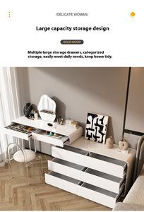 طاولة تزيين صلبة فاخرة وخفيفة لغرفة النوم تصميم إنستغرام مع دلو مكتب مكياج مكياج متكامل - Product Image 6