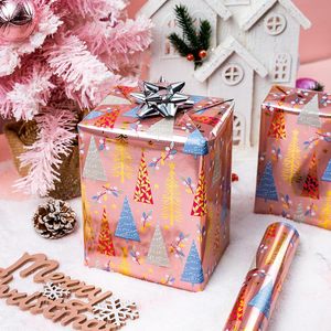 Reversible Christmas <b>Wrapping</b> <b>Paper</b> Roll Pink Metallic Foil Tree Polka Dot 17 Inch X 33 Feet Recyclable Packaging <b>Paper</b> - Product Image 6
