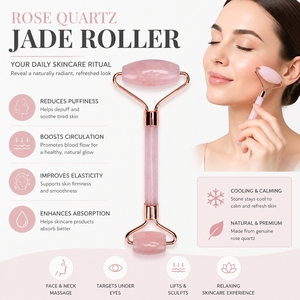 Eco-friendly Rose Quartz Roller Guasha Custom Logo Oil Serum Gift <strong>Set</strong> Face <strong>Gua</strong> <strong>Sha</strong> Sustainable Self Care - Product Image 3