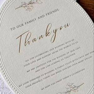 Cartes d'invitation de mariage élégantes en carton de coton avec impression typographique et dorure à chaud, avec carte RSVP - Product Image 1